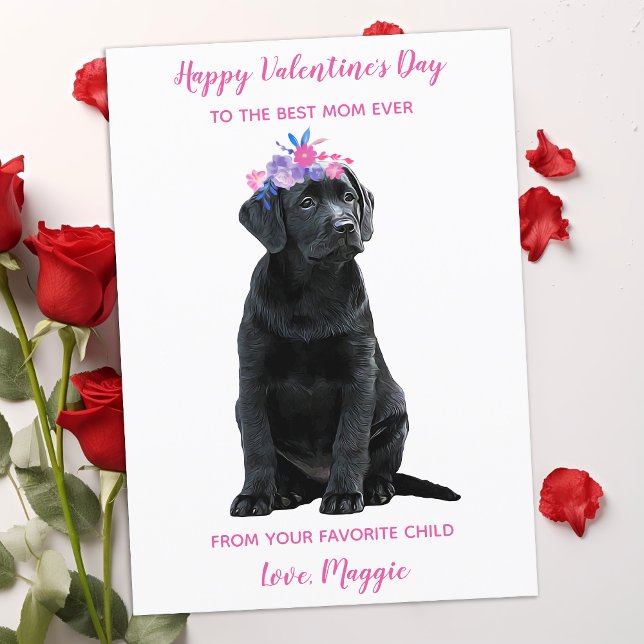 Tarjeta Festiva Labrador Puppy Mom Día de San Valentín (Subido por el creador)