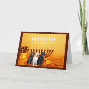 Tarjeta Festiva Labrador Recuperador Chanukah Card Menorah
