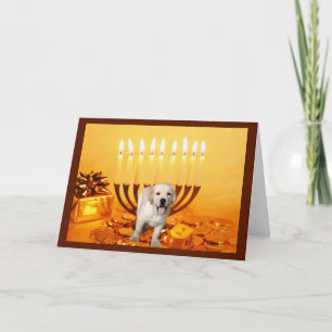 Tarjeta Festiva Labrador Recuperador Chanukah Card Menorah