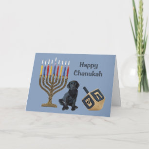 Tarjeta Festiva Labrador Recuperador Chanukah Card Menorah Dreidel
