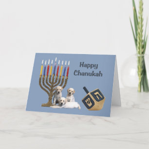 Tarjeta Festiva Labrador Recuperador Chanukah Card Menorah Dreidel