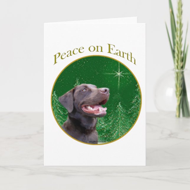Tarjeta Festiva Labrador Recuperador (choc) Paz (Anverso)