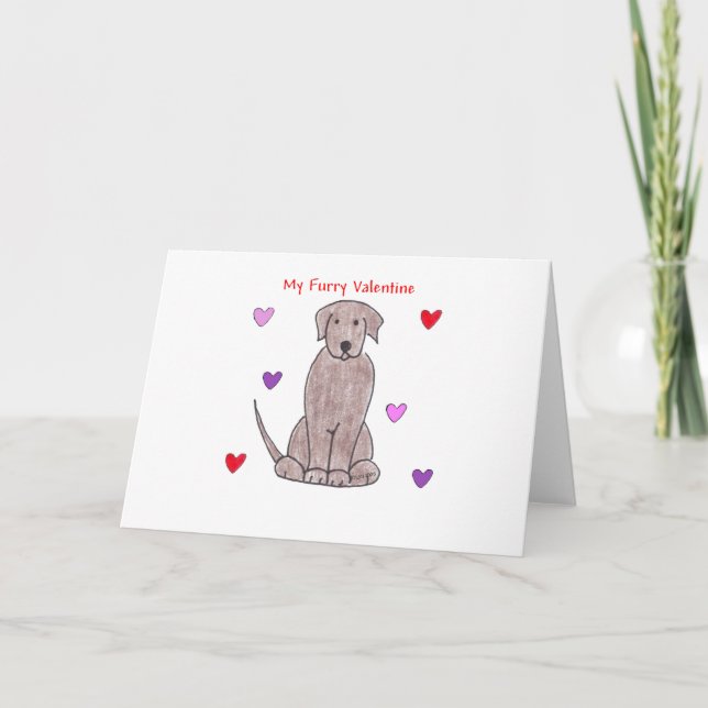 Tarjeta Festiva Labrador recuperador de chocolate amarre Valentine (Anverso)