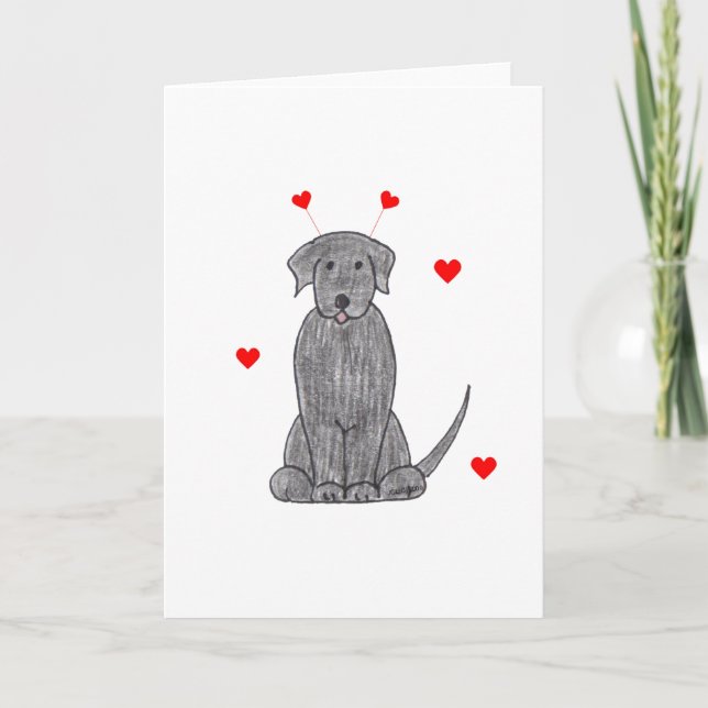 Tarjeta Festiva Labrador recuperador de osos negros de San Valentí (Anverso)