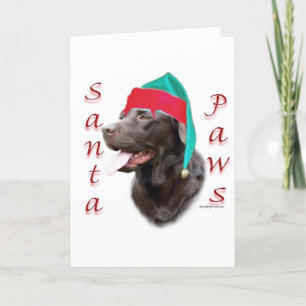 Tarjeta Festiva Labrador Retriever (choc) Santa Paws