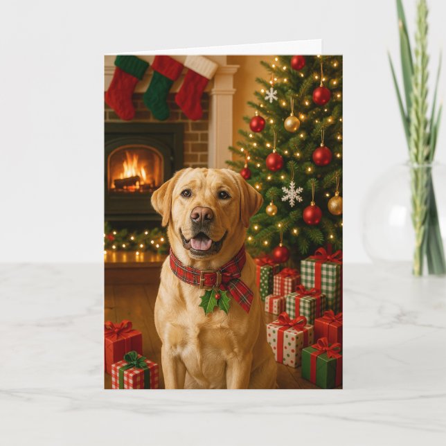 Tarjeta Festiva Labrador Retriever Holiday Card (Anverso)