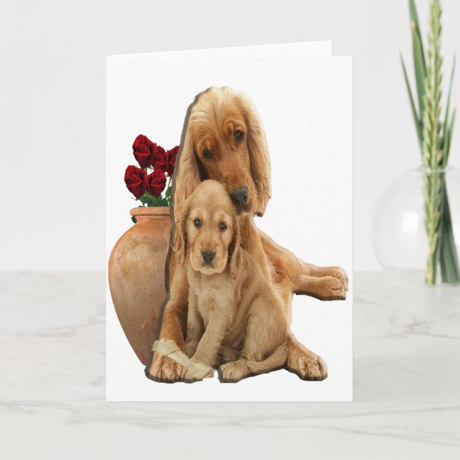 Tarjeta Festiva Labrador y cachorros (Anverso)