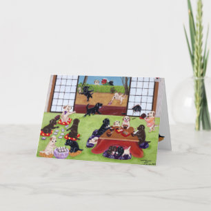 Tarjeta Festiva Labradores japoneses del Año Nuevo