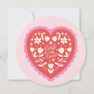 Tarjeta Festiva Lace Doily Heart Hand-Drawn Valentine's Day