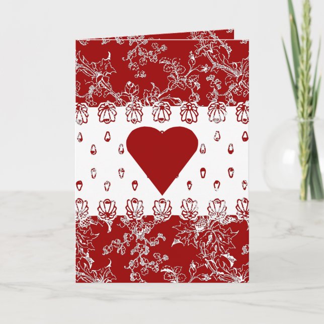 Tarjeta Festiva Lacy Red Valentine (Anverso)