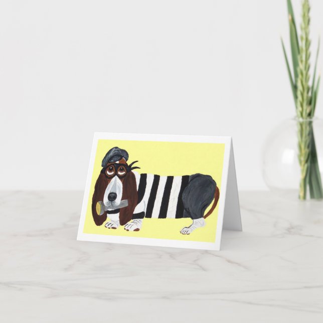 Tarjeta Festiva Ladrón Basset Hound (Anverso)