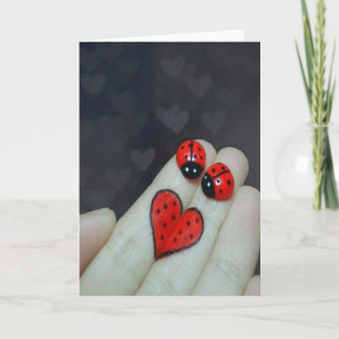 Tarjeta Festiva Lady Bug Heart Valentines Card