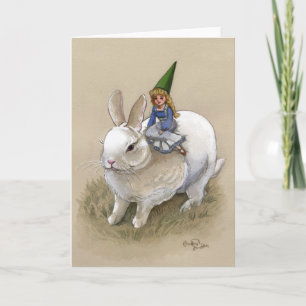 Tarjeta Festiva Lady Gnome y Rabbit