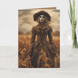 Tarjeta Festiva Lady Scarecrow Halloween