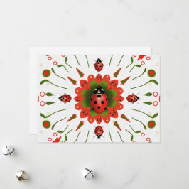 Tarjeta Festiva Ladybug Christmas Red Green White