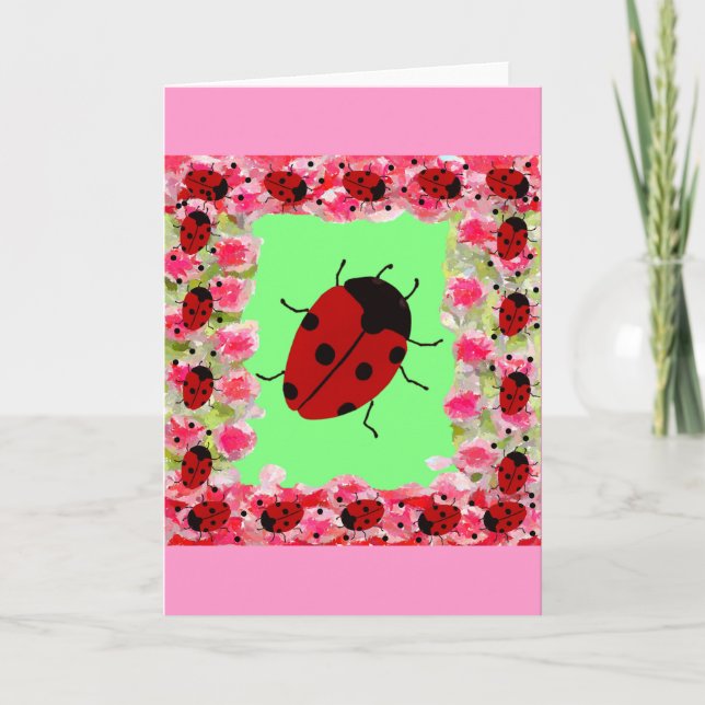 Tarjeta Festiva Ladybug de Pascua (Anverso)