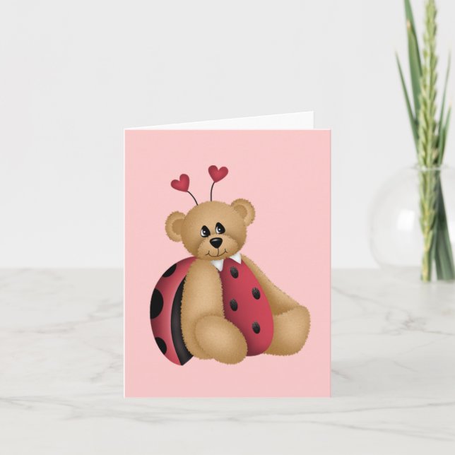 Tarjeta Festiva Ladybug Teddy Bear (Anverso)