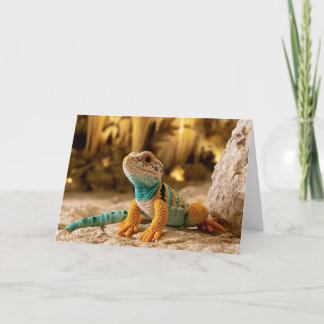Tarjeta Festiva Lagarto de cuello bordado visita Carlsbad Caverns