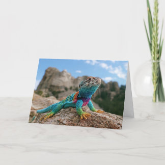 Tarjeta Festiva Lagarto de cuello bordado visita Mount Rushmore