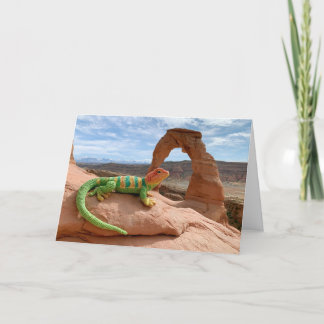 Tarjeta Festiva Lagarto de cuello croché visita el Parque Nacional