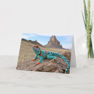 Tarjeta Festiva Lagarto de cuello tejido visita Shiprock