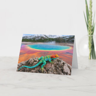 Tarjeta Festiva Lagarto de cuello tejido visita Yellowstone