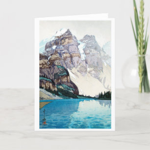Tarjeta Festiva Lago Moraine, Hiroshi Yoshida, Woodcut