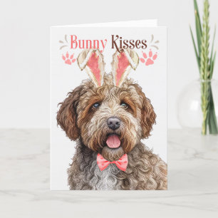 Tarjeta Festiva Lagotto Romagnolo Dog Bunny Oars para Pascua