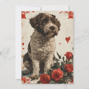 Tarjeta Festiva Lagotto Romagnolo Vintage Día de San Valentín 