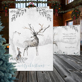 Tarjeta Festiva Lágrimas De Invierno, Renos De Bosque Y Amigos