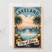 Lakeland Antiguo Florida Ciudad de los Lagos Retro
