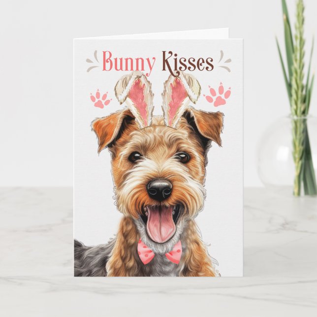 Tarjeta Festiva Lakeland Terrier Dog Bunny Oars for Easter (Anverso)