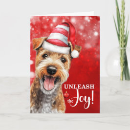 Tarjeta Festiva Lakeland Terrier Dog Unleash the Joy Christmas