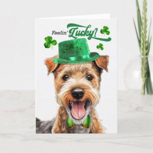 Tarjeta Festiva Lakeland Terrier Feelin' Lucky St Patrick's Day