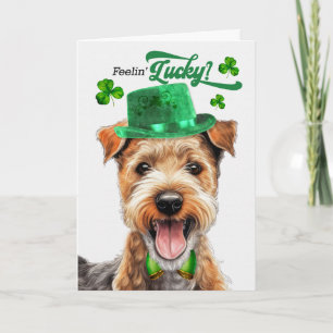 Tarjeta Festiva Lakeland Terrier se siente afortunado día de San P