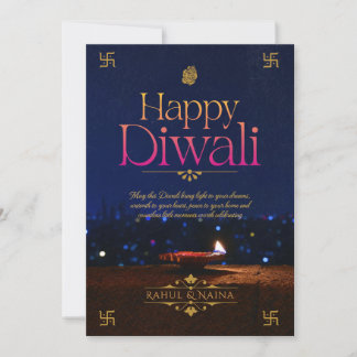 Tarjeta Festiva Lámpara Diya Vintage personalizable Feliz Diwali
