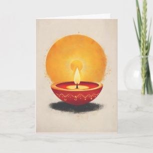 Tarjeta Festiva Lámpara Simple Luz Diwali