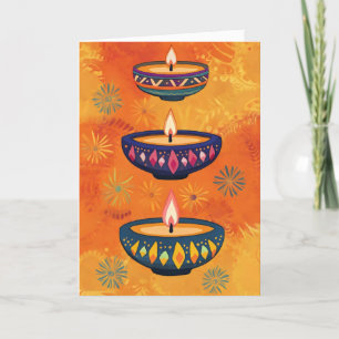 Tarjeta Festiva Lámparas de colores claros Diwali