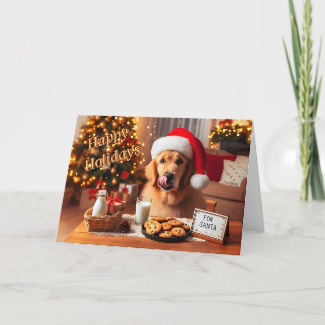 Tarjeta Festiva Lámparas de obturación de Golden Retriever para la (Anverso)