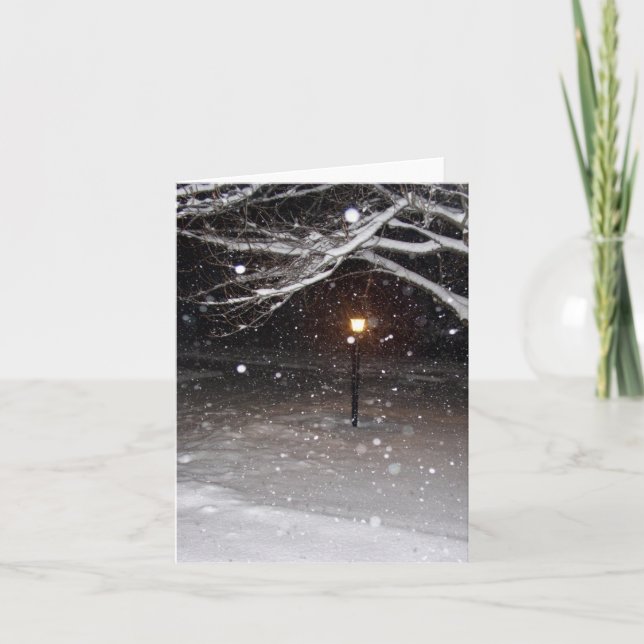 Tarjeta Festiva Lamppost en la nieve Notecard (Anverso)