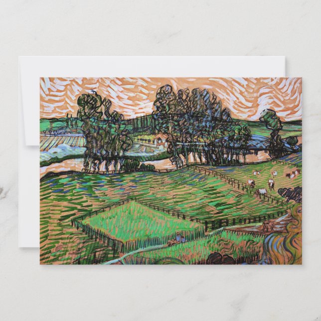 Tarjeta Festiva Landscape with Bridge Across the Oise (Anverso)