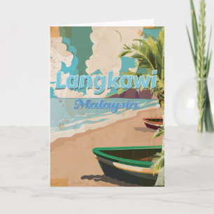 Tarjeta Festiva Langkawi Poster de vacaciones de Malasia Vintage