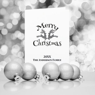 Tarjeta Festiva Lápiz blanco negro Personalizado foto de reno