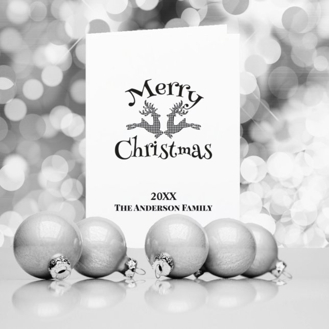 Tarjeta Festiva Lápiz blanco negro Personalizado foto de reno (Subido por el creador)