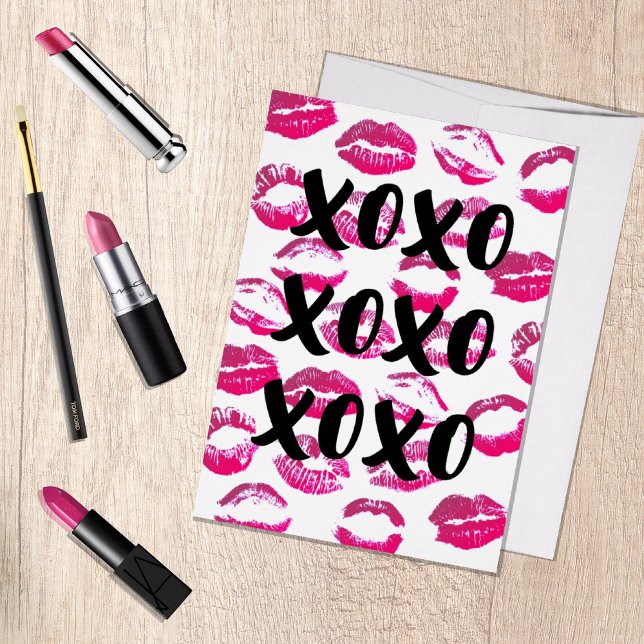 Tarjeta Festiva Lápiz de labios XOXO Besar los labios de San Valen (Subido por el creador)