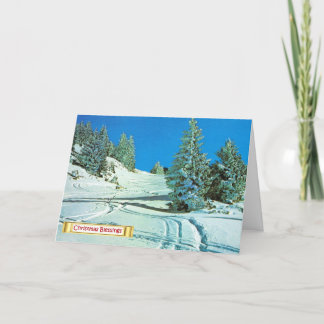 Tarjeta Festiva Laponia vintage, madera noruega