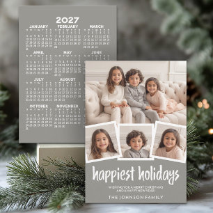 Tarjeta Festiva Las 4 Fotos Más Felices Gris - Calendario 2027