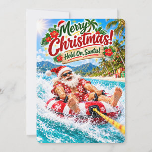 Tarjeta Festiva Las alegres aventuras de Santa ¡Agárrate, Santa!