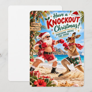 Tarjeta Festiva Las alegres aventuras de Santa | Boxeando con un c