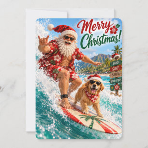 Tarjeta Festiva Las alegres aventuras de Santa   Modo playa activa